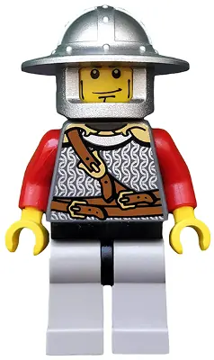 CAS447:  Kingdoms - Lion Knight Scale Mail with Chest Strap and Belt, Helmet with Broad Brim, Vertical Cheek Lines