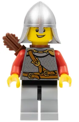 CAS448:  Kingdoms - Lion Knight Scale Mail with Chest Strap and Belt, Helmet with Neck Protector, Quiver, Open Grin