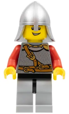 CAS460:  Kingdoms - Lion Knight Scale Mail with Chest Strap and Belt, Helmet with Neck Protector, Open Grin