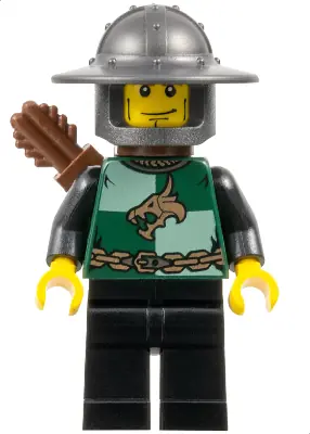 CAS466:  Kingdoms - Dragon Knight Quarters, Helmet with Broad Brim, Vertical Cheek Lines, Quiver