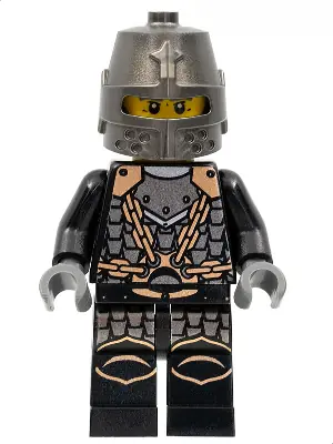 CAS468:  Kingdoms - Dragon Knight Scale Mail with Chains, Helmet Closed, Gray Beard