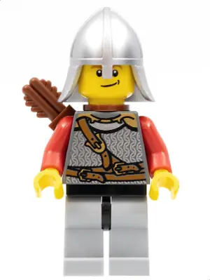 CAS472:  Kingdoms - Lion Knight Scale Mail with Chest Strap and Belt, Helmet with Neck Protector, Quiver, Smirk