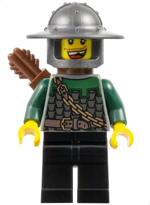 CAS494:  Kingdoms - Dragon Knight Scale Mail with Chain and Belt, Helmet with Broad Brim, Quiver, Missing Tooth