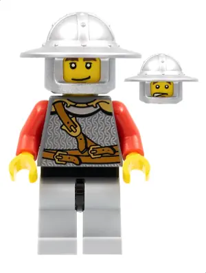 CAS496:  Kingdoms - Lion Knight Scale Mail with Chest Strap and Belt, Helmet with Broad Brim, Eyebrows and Goatee