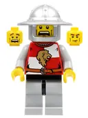Minifigurka: CAS498:  Kingdoms - Lion Knight Quarters, Helmet with Broad Brim, Vertical Cheek Lines, Mouth Closed / Mouth Open Scared Pattern
