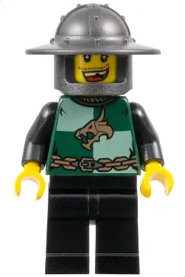 CAS508:  Kingdoms - Dragon Knight Quarters, Helmet with Broad Brim, Missing Tooth (Chess Pawn)