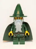 Minifigurka: CAS509:  Kingdoms - Dark Green Wizard, Light Bluish Gray Beard, Cape (Chess King)