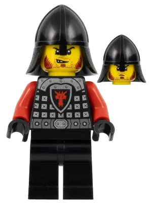 CAS518A:  Castle - Dragon Knight Scale Mail with Dragon Shield and Shoulder Armor, Helmet with Neck Protector, Angry Scowl