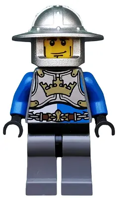 CAS520:  Castle - King's Knight Breastplate with Crown and Chain Belt, Helmet with Broad Brim, Cheek Lines