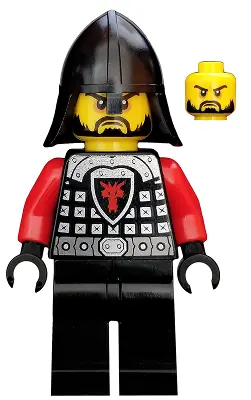CAS525:  Castle - Dragon Knight Scale Mail with Dragon Shield and Shoulder Armor, Helmet with Neck Protector, Black Beard