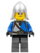 Minifigurka: CAS530:  Castle - King's Knight Blue and White with Chest Strap and Crown Belt, Helmet with Neck Protector, Scared Face