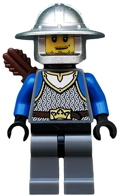 CAS531:  Castle - King's Knight Scale Mail, Crown Belt, Helmet with Broad Brim, Quiver, Smirk and Stubble Beard
