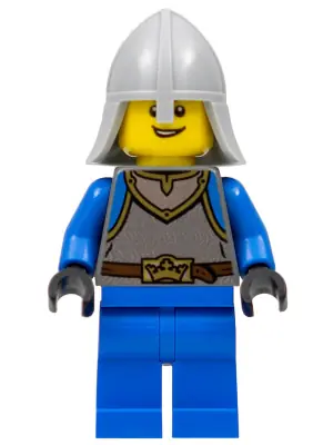 CAS540:  Castle - King's Knight Scale Mail, Crown Belt,  Helmet with Neck Protector, Open Grin