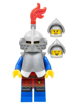 CAS559:  Lion Knight - Female, Light Bluish Gray Helmet, Flat Silver Visor, Red Plume, Flat Silver Armor
