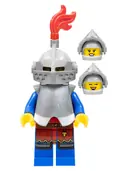 Minifigurka: CAS559:  Lion Knight - Female, Light Bluish Gray Helmet, Flat Silver Visor, Red Plume, Flat Silver Armor