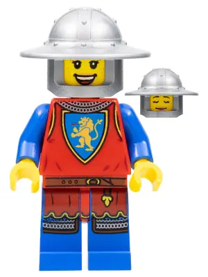 CAS561:  Lion Knight - Female, Flat Silver Broad Brim Helmet