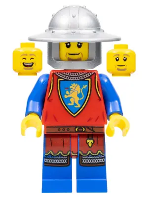 CAS562:  Lion Knight - Male, Flat Silver Broad Brim Helmet