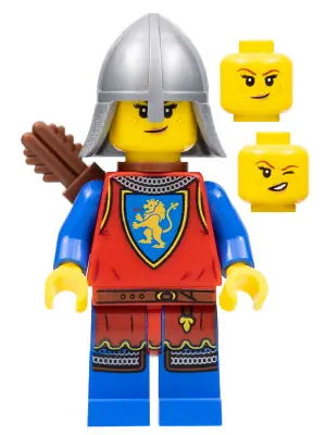 CAS564:  Lion Knight - Female, Flat Silver Neck Protector, Quiver, Freckles