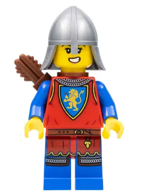 CAS565:  Lion Knight - Female, Flat Silver Neck Protector, Quiver