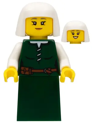 CAS570:  Peasant - Female, Dark Green Skirt, White Headdress