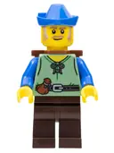 Minifigurka: CAS579:  Peasant - Male, Dark Brown Legs, Blue Hat, D-Basket