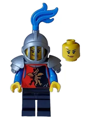 CAS581:  Dragon Knight - Female, Black Legs, Flat Silver Helmet and Armor