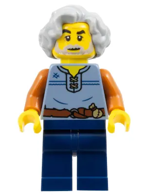 CAS583:  Tapestry Weaver - Sand Blue Vest, Dark Blue Legs, Light Bluish Gray Wavy Hair
