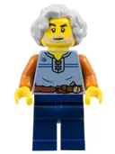 Minifigurka: CAS583:  Tapestry Weaver - Sand Blue Vest, Dark Blue Legs, Light Bluish Gray Wavy Hair