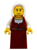 Minifigurka: CAS586:  Innkeeper - Female, Dark Red Dress, White Hood