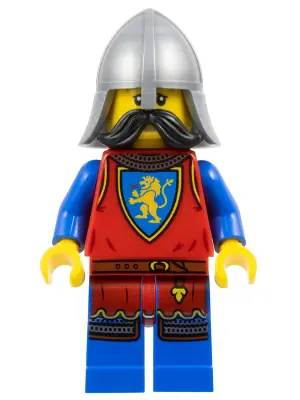 CAS589:  Lion Knight - Male, Flat Silver Neck-Protector, Black Moustache (Tower Guard)