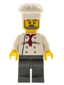 Minifigurka: CHEF021:  Chef - White Torso with 8 Buttons, Dark Bluish Gray Legs, Gray Beard