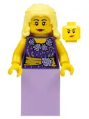 Minifigurka: COL265:  Musician - Female, Blouse with Gold Sash and Flowers, Lavender Skirt, Bright Light Yellow Hair