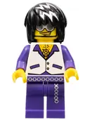 Minifigurka: COL267:  Musician - Male, White Vest with Dark Purple Open Shirt, Dark Purple Pants with Silver Trim