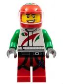 Minifigurka: COL270:  Race Car Driver, White Octan Racing Suit with Octan Logo, Black Leg Straps with Carabiner