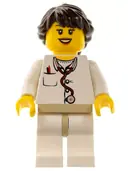 Minifigurka: COL284:  Doctor - Lab Coat Stethoscope and Thermometer, White Legs with Tan Hips, Long French Braided Female Hair (5002146)