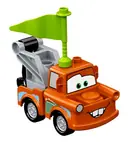 Minifigurka: CRS044:  Duplo Tow Mater - Light Bluish Gray Hook Base, Silver Wheels, Lime Flag