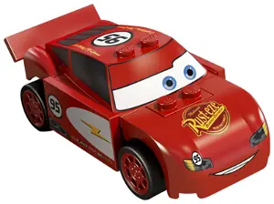 CRS074:  Lightning McQueen - Rust-eze Hood, Red and White Sides, Dark Bluish Gray 1 x 4 Plates
