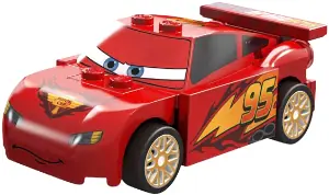 CRS095:  Lightning McQueen - Piston Cup Hood, White and Gold Wheels, Red 2 x 8 Plate, 3 Green 1 x 2 Plates