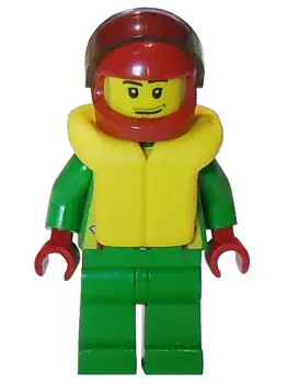 CTY0001:  Octan - Green Jacket with Pockets, Smirk and Stubble Beard, Life Jacket