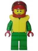 Minifigurka: CTY0002:  Octan - Green Jacket with Pockets, Brown Eyebrows, Thin Grin
