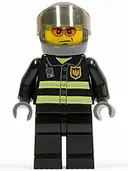 Minifigurka: CTY0003:  Fire - Reflective Stripes, Black Legs, Dark Bluish Gray Helmet, Trans-Brown Visor