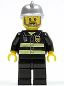 Minifigurka: CTY0004:  Fire - Reflective Stripes, Black Legs, Silver Fire Helmet, Gray Beard