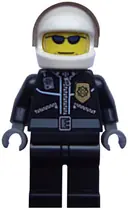 Minifigurka: CTY0006:  Police - City Leather Jacket with Gold Badge, White Helmet, Trans-Brown Visor, Dark Blue Sunglasses