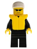 Minifigurka: CTY0019:  Police - City Suit with Blue Tie and Badge, Black Legs, Sunglasses, White Cap, Life Jacket