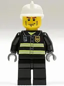 Minifigurka: CTY0020:  Fire - Reflective Stripes, Black Legs, White Fire Helmet, Cheek Lines, Dark Bluish Gray Hands