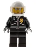 Minifigurka: CTY0027:  Police - City Leather Jacket with Gold Badge, White Helmet, Trans-Brown Visor, Silver Sunglasses