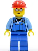 Minifigurka: CTY0029:  Overalls with Tools in Pocket Blue, Red Construction Helmet, Silver Sunglasses