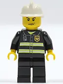 Minifigurka: CTY0044:  Fire - Reflective Stripes, Black Legs, White Fire Helmet, Angry Eyebrows