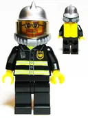 Minifigurka: CTY0057:  Fire - Reflective Stripes, Black Legs, Silver Fire Helmet, Beard and Glasses, Yellow Air Tanks