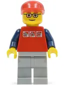 Minifigurka: CTY0060:  Red Shirt with 3 Silver Logos, Dark Blue Arms, Light Bluish Gray Legs, Glasses